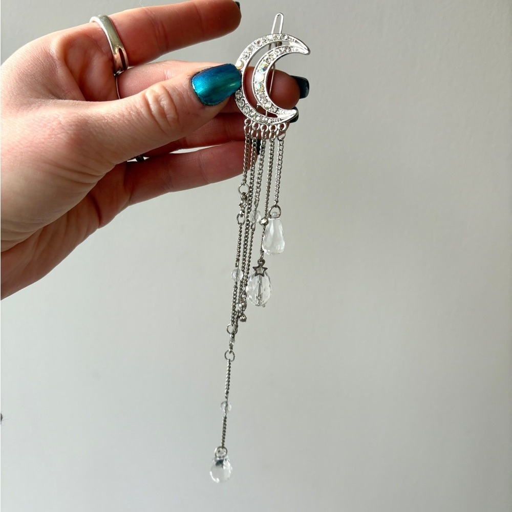 Moon crystal rhinestone hair clip bret accessory